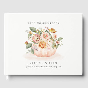 Livre D'or Élégant blanc rose rose Citrouille Mariage floral