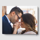 Livre D'or Elégant bleu bleu floral Crest Mariage (Verso)