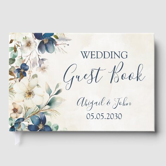 Livre D'or Elegant Blue Floral Winter Wedding (Recto)