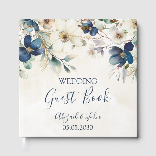 Livre D'or Elegant Blue Floral Winter Wedding (Recto)