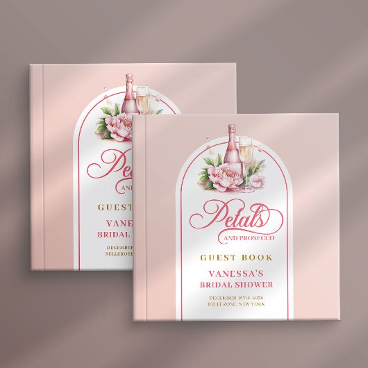 Livre D'or Elegant blush and gold petals prosecco sign book