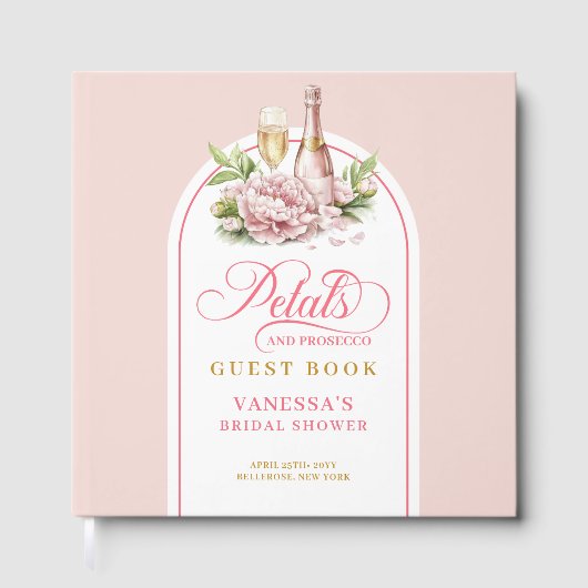 Livre D'or Elegant blush gold petals prosecco Shower book (Recto)