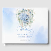 Livre d'or élégant Boho Bleu Hydrangeas Or (Recto)