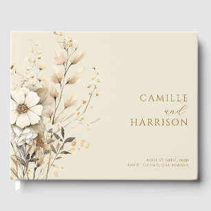 Livre D'or Élégant Boho Floral Monogram Mariage