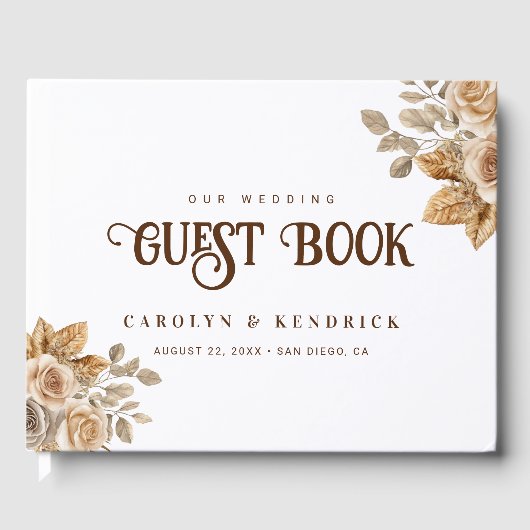 Livre D'or Elégant Boho Neutral Flore Accents Mariage (Recto)