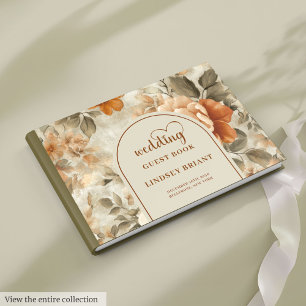 Livre D'or Élégant Boho Terracotta Ivoire Sage Floral Mariage