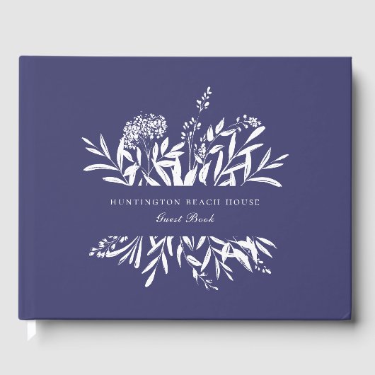 Livre D'or Elégant Botanique Marine Bleu Vacation Home (Recto)