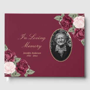 Livre D'or Élégant Bourgogne rouge rose rose floral photo