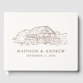 Livre D'or Élégant Brown Rustic Grange Mariage photo (Recto)