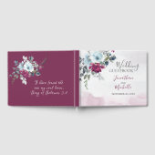 Livre D'or Élégant Burgundy White Roses Mariage chrétien (Complet)