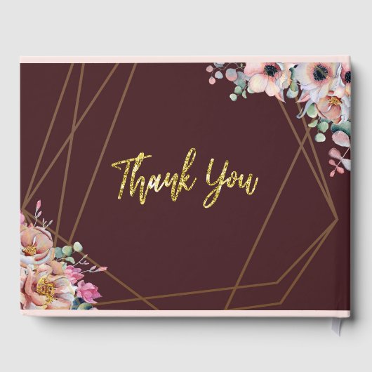 Livre D'or Élégant cadre géométrique floral rose rose d'anémo (Verso)