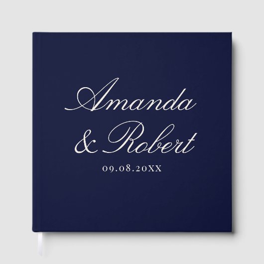 Livre D'or Elegant Calligraphy Navy Blue Wedding (Recto)