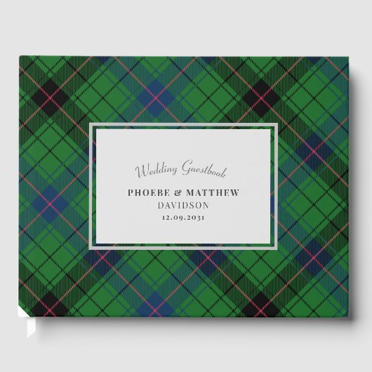 Livre D'or Élégant Carreaux Davidson Carreaux Vert Tartan Rus (Recto)