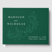 Livre D'or Élégant Cascading Green Feuilles Mariage photo (Recto)