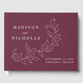 Livre D'or Elégant Cascading Merlot Feuille Mariage photo (Recto)