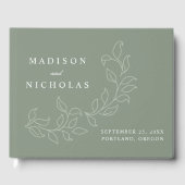 Livre D'or Elégant Cascading Sage Green Feuille Mariage photo (Recto)