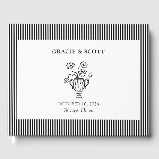 Livre D'or Élégant chic classique noir et blanc Mariage (Recto)