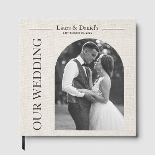 Livre D'or Élégant Chic Mariage Couple Photo Mariage Tissu Li
