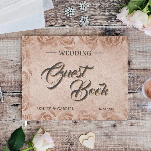 Livre D'or Elegant Classic Floral Rustic Wedding Guest Book 3