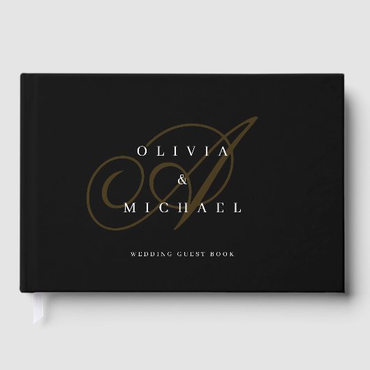 Livre D'or Élégant classique calligraphie monogramme mariage  (Recto)