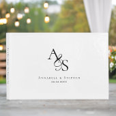 Livre D'or Élégant, Classique, Monogramme, Blanc, Mariage