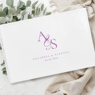 Livre D'or Élégant, Classique, Monogramme, Blanc, Mariage