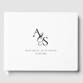 Livre D'or Élégant, Classique, Monogramme, Blanc, Mariage (Recto)
