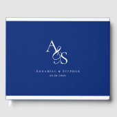 Livre D'or Élégant, Classique, Monogramme, Bleu, Mariage (Recto)
