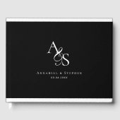 Livre D'or Élégant, Classique, Monogramme, Noir, Mariage (Recto)