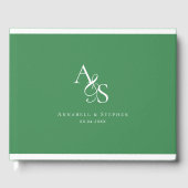 Livre D'or Élégant, Classique, Monogramme, Vert-Forêt, Mariag (Recto)