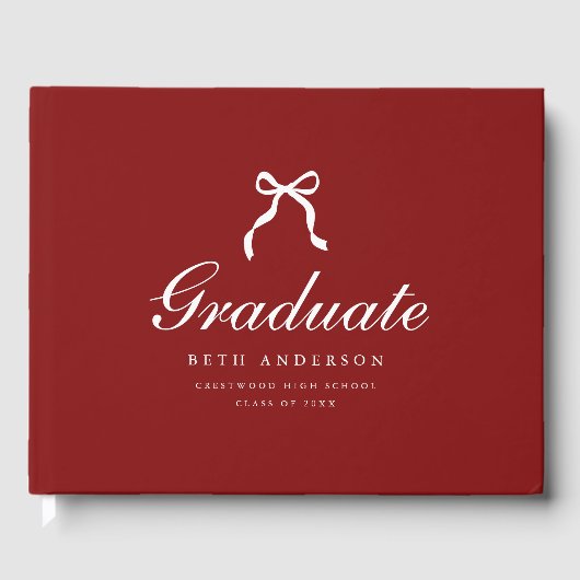 Livre D'or Elegant Coquette Script Graduation Party Wine Red (Recto)