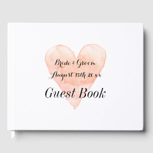 Livre D'or Elégant corail rose aquarelle coeur mariage