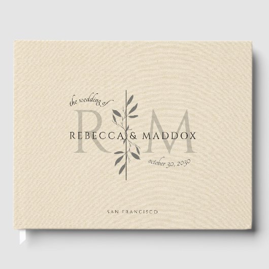 Livre D'or Elegant Cream Botanical Monogram Wedding (Recto)