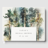 Livre D'or Élégant douche de mariée forêt boisée aquarelle (Recto)