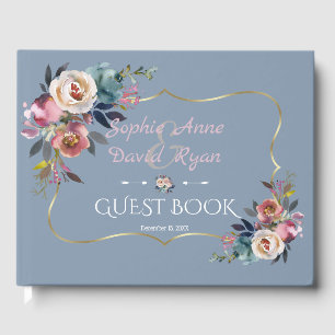 Livre D'or Elégant Dusty Blue Misty Rose Mariage or