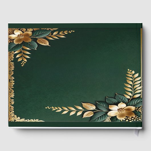 Livre D'or Élégant Emerald Green et Mariage Gold Classic (Verso)