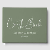 Livre D'or Élégant et moderne mariage vert foncé (Recto)
