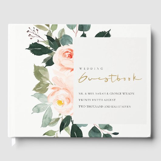 Livre D'or Elégant Eucalyptus Blush Rose Mariage rose (Recto)