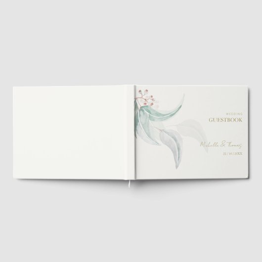 Livre D'or Elégant Eucalyptus Boho Chic Golden Script (Complet)