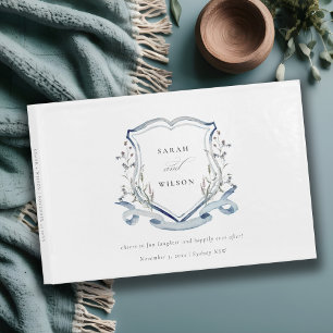 Livre D'or Elégant Fleur sauvage d'aquarelle bleu Mariage Cre