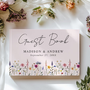 Livre D'or Élégant Fleur sauvage Meadow Blush Pink Photo Mari