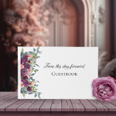 Livre D'or Élégant floral | Mariage rose violet