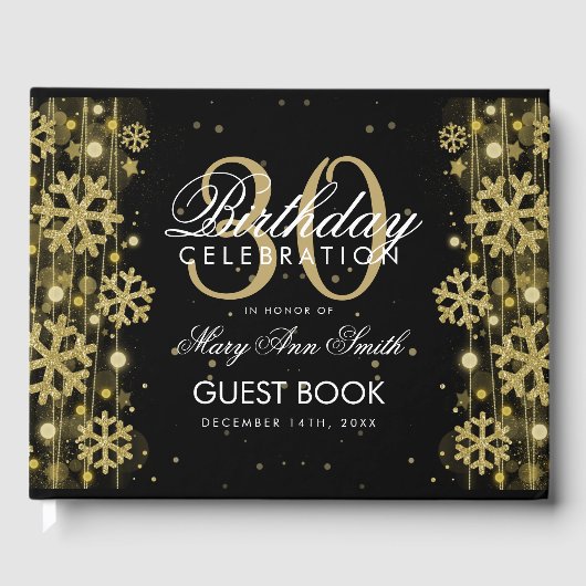 Livre D'or Elégant Gold Black 30e anniversaire Parties scinti (Recto)