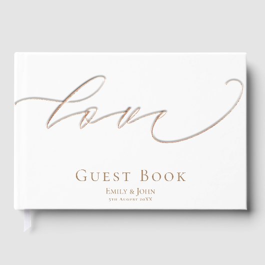 Livre D'or Élégant Gold Script Love Mariage Date Noms (Recto)