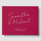 Livre D'or Élégant Gras Fuchsia Pink Script Personnalisé Mari (Recto)