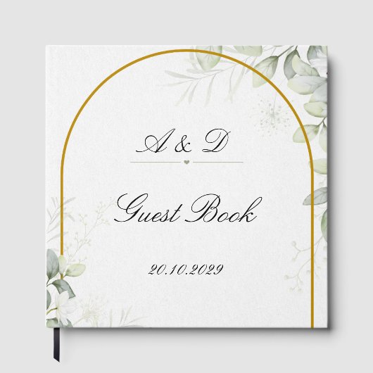 Livre D'or Elegant Greenery & Gold Arch Wedding Guest Book (Recto)