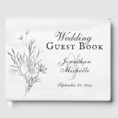 Livre D'or Elégant Gris Floral Aquarelle Mariage chrétien (Recto)