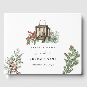 Livre D'or Élégant hiver Pins rustique Mariage de lanterne