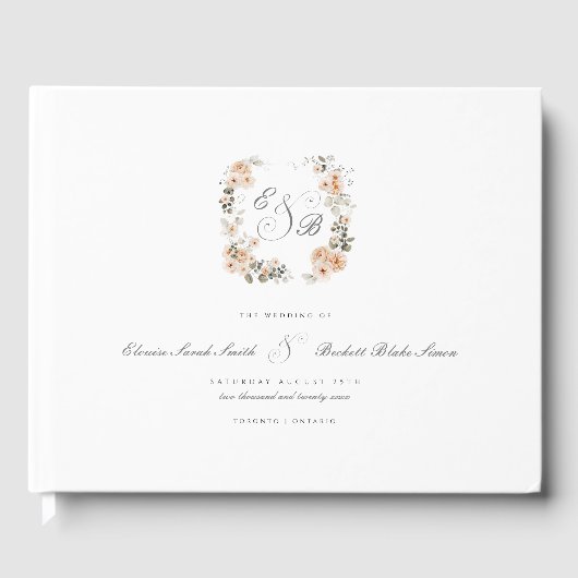 Livre D'or Elégant Jardin de pêche Mariage floral (Recto)