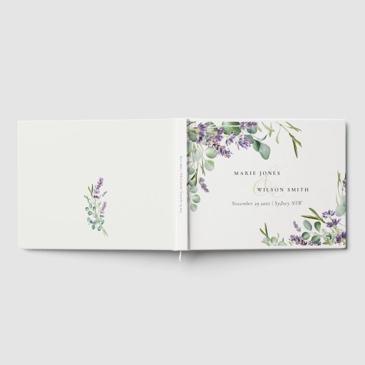 Livre D'or Élégant Lavande Eucalyptus Mariage de feuillage fe (Complet)